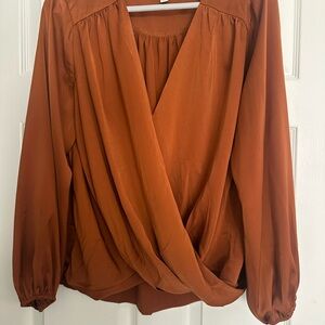 She + Sky Terracotta Wrap Blouse